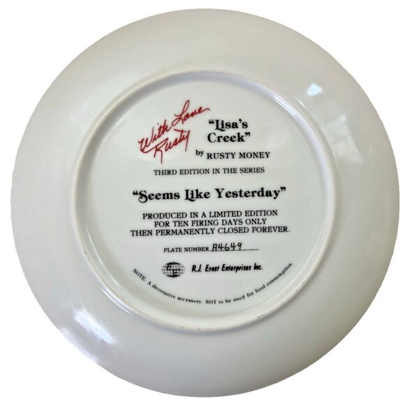 Lisa's Creek SEEMS LIKE YESTERDAY by Rusty Money Collector Plate No. A4649 - Picture 3 of 4